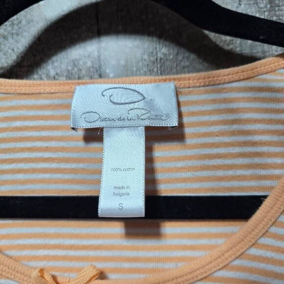 Oscar De La Renta Orange Stripe Babydoll Tee - Picture 4 of 4